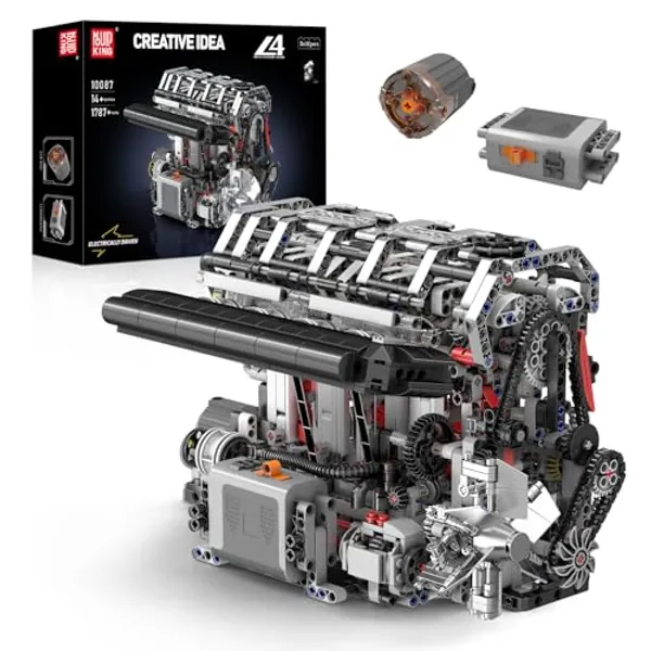 Mould King 10087 Technik Vier Zylinder Reihenmotor Bausteine Modell, 1787 Teile In-line Engine Modellbausatz Bausteinset als Spielzeug/Geschenk/Sammlerstücke