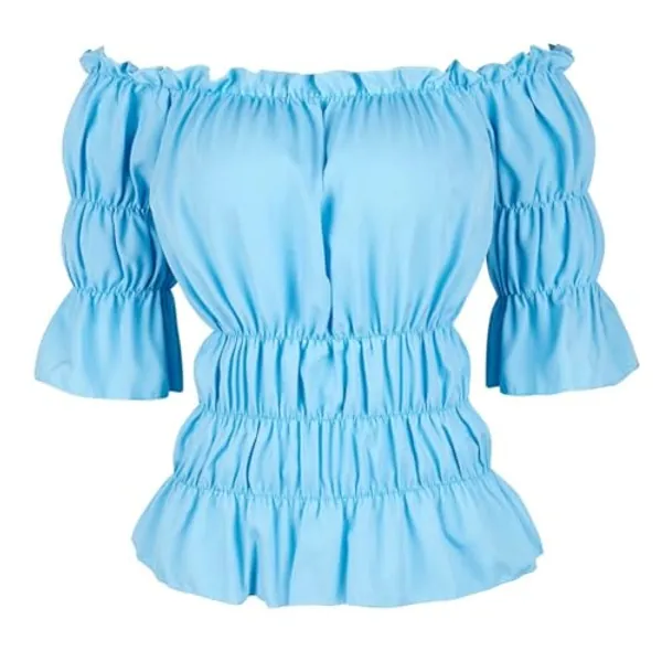 Mittelalter Kleidung Bluse Damen Kostüm Gothic T-Shirt Tops Sommer elegant sexy Vintage RETR Halloween Cosplay