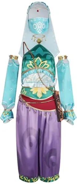 Foanja Link Cosplay Kostüm Erwachsene Verkleidung Game Zelda Gerudo Town Link Wüsten Frauen Uniform mit Zubehör Anzug für Fancy Dress Up Halloween Karneval Geburtstag Party Maskerade Costume