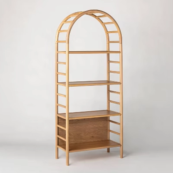 72" Holladay Curved Wooden Bookcase Natural - Threshold™ designed with Studio McGee: Elegant Arched Design, 4-Shelf Display