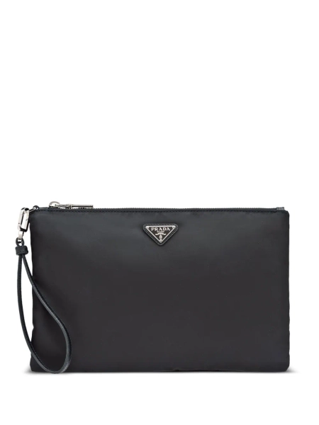 Re-Nylon triangle-logo clutch bag 