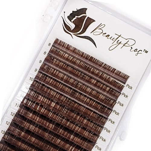 BeautyPros Professional Eyelash Extension Kit – Curl B,C,D,J & M - Volume Eyelash Extensions Supplies Mix Tray (8-16mm) - 0.03,0.05,0.07,0.015, 0.20mm Thickness (C-Curl - 0.07mm - Dark Brown) - C-Curl - 0.07mm - Dark Brown
