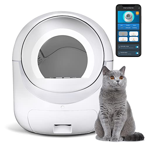 Cleanpethome Self Cleaning Cat Litter Box, Automatic Cat Litter Box with APP Control Odor Removal Safety Protection for Multiple Cats - Self Cleaning Cat Litter Box