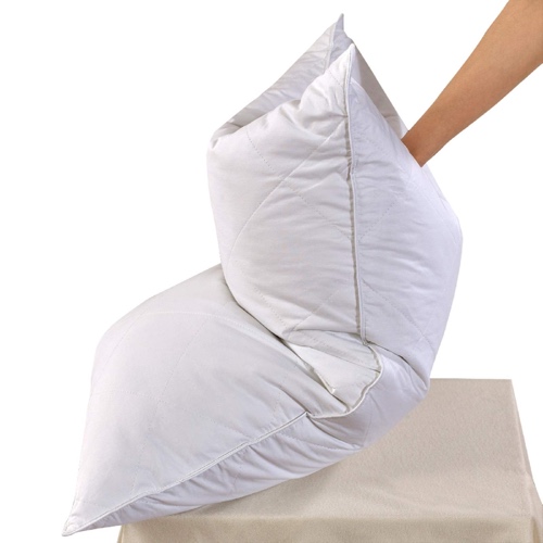 Set of 2 White Goose Feather Bed Pillows - Soft 600 Thread Count 100%Cotton, Medium Firm,Soft Support Surround Fill Polyester Queen Size,White Solid