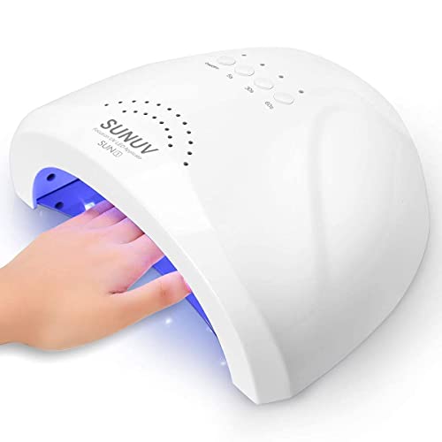 UV LED Nail Lamp, SUNUV Gel Nail Light for Nail Polish 48W UV Dryer with 3 Timers SUNone - A-White