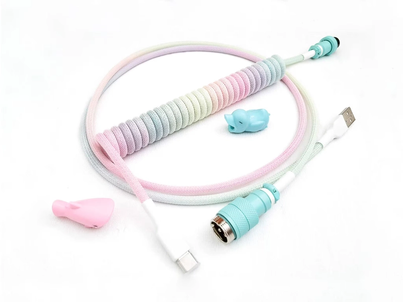 Coiled Keyboard Cable “Pastel Jelly Rainbow ”