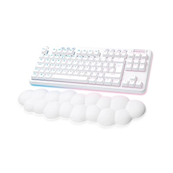 Logitech G715 Wireless Mechanical Gaming Keyboard with LIGHTSYNC RGB Lighting, LIGHTSPEED, Linear Switches (GX Red) and Keyboard Palm Rest, PC and Mac Compatible - White