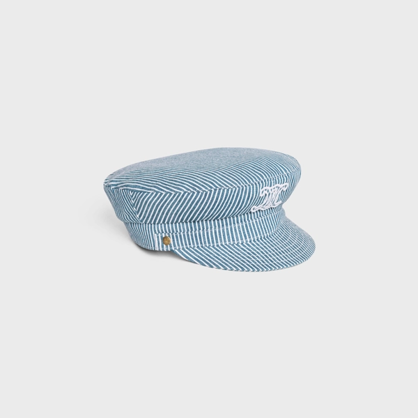 TRIOMPHE SAILOR CAP IN COTTON HICKORY - WAVE WASH | CELINE