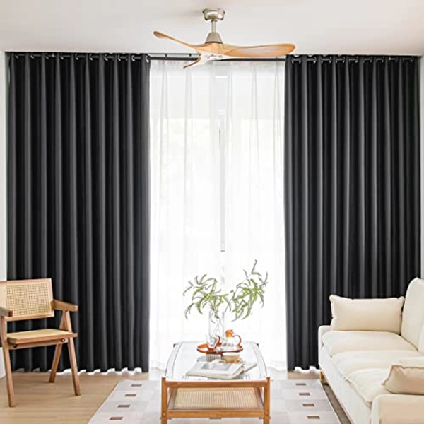 MOONVAN Windows Black Blackout Curtains 84 inches Long 2 Panels Set Grommet Blackout Drapes Energy Saving Noise Reducing Thermal Insulated for Bedroom Living Room Nursery