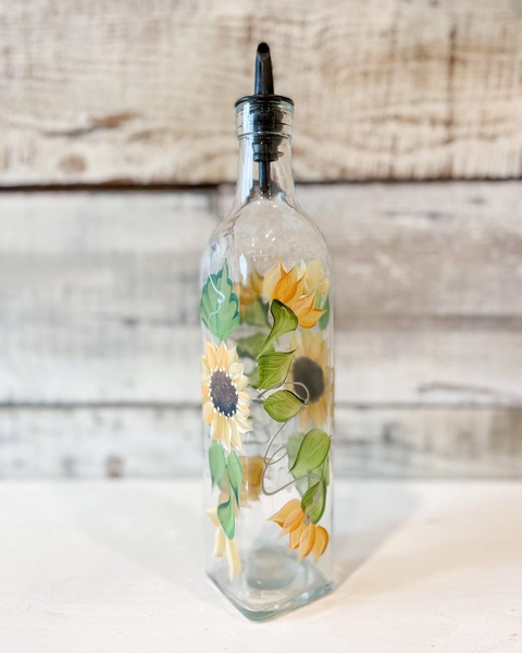 Hand painted Sunflower Dish Soap Dispenser Bottle for Kitchen