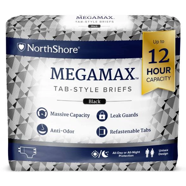 NorthShore MEGAMAX Windel ,schwarz , large, 10er Packung