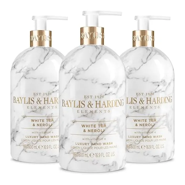 Baylis & Harding Elements White Tea & Neroli Hand Wash, 500 ml (Pack of 3) - Vegan Friendly - Hand Wash
