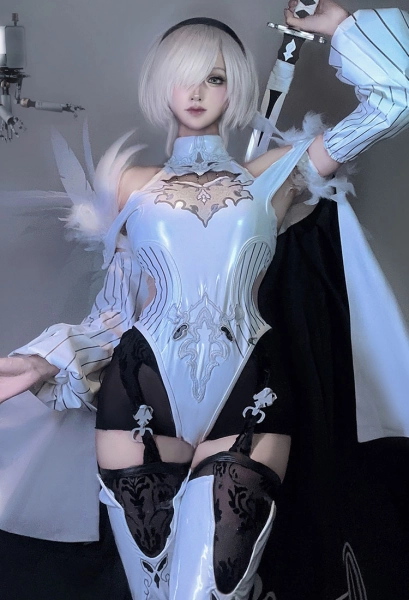 Nier:Automata 10H Cosplay Costume Bodysuit with Pantyhose and Cape