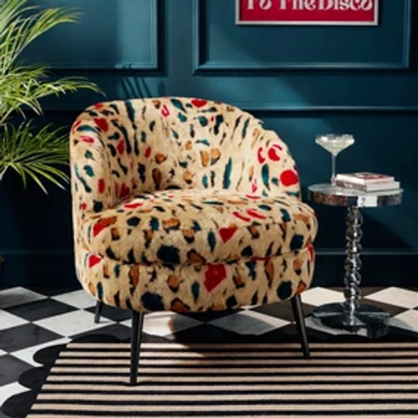 Marcie Bright Leopard Print Faux Fur Cocktail Chair