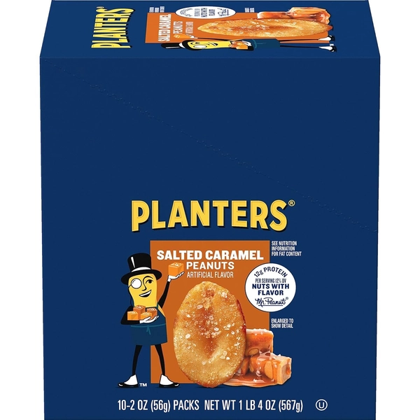 Planters Salted Caramel Peanuts 2 oz Bags, Pack of 10