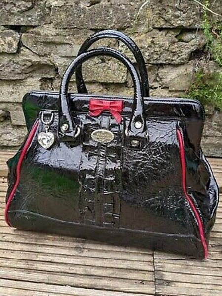 Tarina Tarantino black patent leather Handbag purse bag goth lolita y2k rare   | eBay
