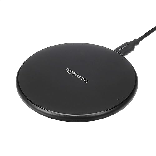 Amazon Basics Wireless Phone Charger, Fast Charging Pad for iPhone 16/15/14/13/12/11/X, Samsung, 15W Qi Certified, Includes USB Cable, Black - Black