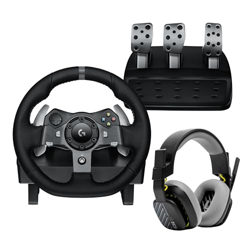 Logitech G920 Driving Force Racing Wheel and Pedals, Force Feedback + ASTRO A10 Gen 2 Wired Headset - Xbox Series X|S, Xbox One and PC, Mac - Black - Wheel + A10 Headset