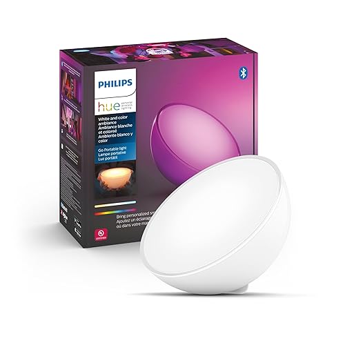 Philips Hue Go Smart Portable Dimmable Table Lamp, White - White and Color Ambiance LED Color-Changing Light - 1 Pack - Indoor and Outdoor Use - Control with Hue App or Voice Assistant - White - 1 Count (Pack of 1) - Accent Light - Lamp