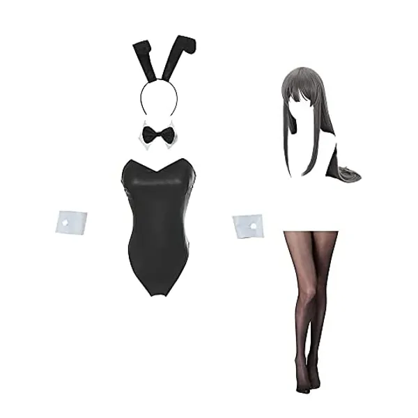 Muxing Rascal träumt Nicht von Bunny Girl Senpai Sakurajima Mai Cosplay Kostüm - Bunny Girl Anime Kleidung, schwarzer Anzug für Frauen