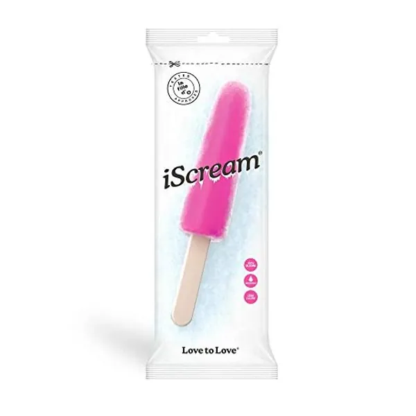 LOVE TO LOVE Iscream, Klassischer Dildo, Puristisches Design mit hautfreundliches Silikon, Eis-am-Stiel-Optik,biegsamer Schaft, Rosa