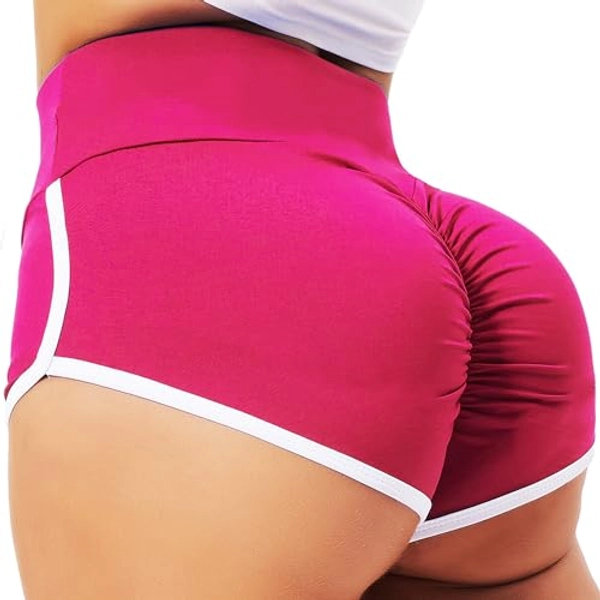 TZLDN Womens Gym Shorts for Women Scrunch Butt Lifting Booty High Waist Compression Yoga Workout Cycling Shorts Black Hot Pants
