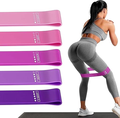Resistance Loop Exercise Bands, Resistance Bands Exercise Bands for Home Fitness, Stretching, Strength Training, Physical Therapy,Elastic Workout Bands for Women Men Kids, Set of 5 - Assorted