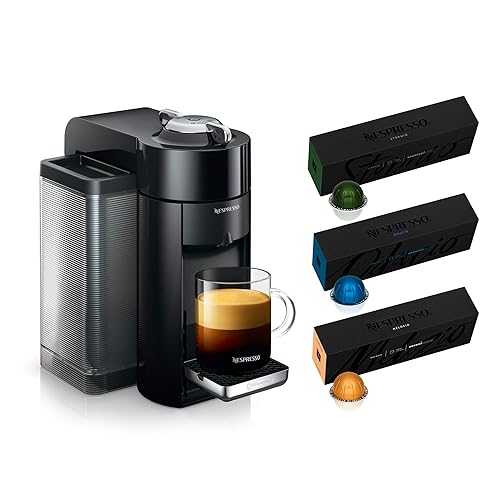 Nespresso Vertuo Coffee and Espresso Machine by De'Longhi - Machine + Coffee Variety Pack - Black