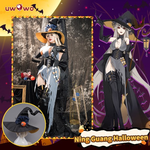 【In Stock】Uwowo Genshin Impact Fanart Witch Ningguang Halloween Cosplay Costume - Set A M