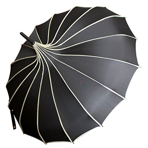 VIVI SKY Pagoda Peak Old-fashionable Ingenuity Umbrella Parasol (black) - black