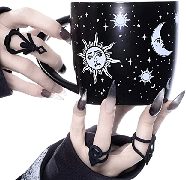 Rogue + Wolf Coffee Mug (Celestial) Halloween Decor Spooky Gifts Ghost Cool Mugs for Women & Men Witch Goth Accessories Hocus Pocus Gothic Witchy Witchcraft Supplies Tea Creepy Cup - 14.2oz / 420ml