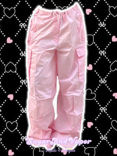 Arya Baby Pink Cargo Parachute Pants | Baby Pink / M