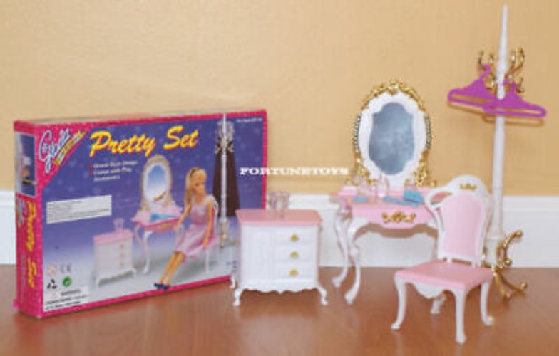 GLORIA DOLL HOUSE FURNITURE SIZE Pretty Vanity W/ Coat Stand