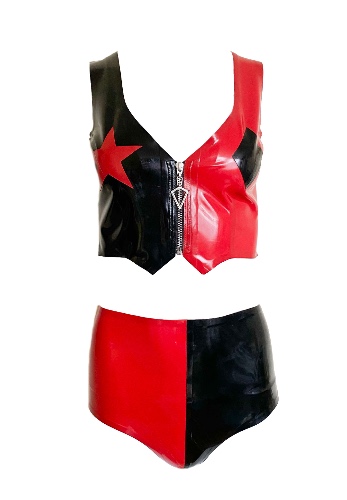 Latex Harley Quinn 52 Outfit - Top and Shorts | Default Title