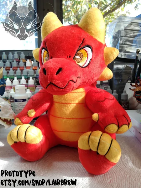 RED Kobold Plush - IN STOCK - Dungeons & Dragons Inspired Stuffed Animal ttrpg Furry Plush Toy - Red and Yellow Soft Scaly Monster Anthro