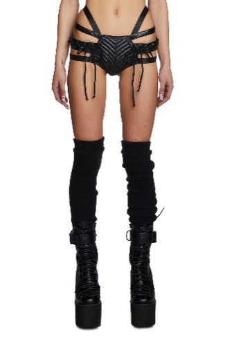 Rude Awakening Lace-Up Shorts - Black | BLACK / X-Large