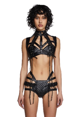 Rude Awakening Harness Bra Top - Black | BLACK / Large