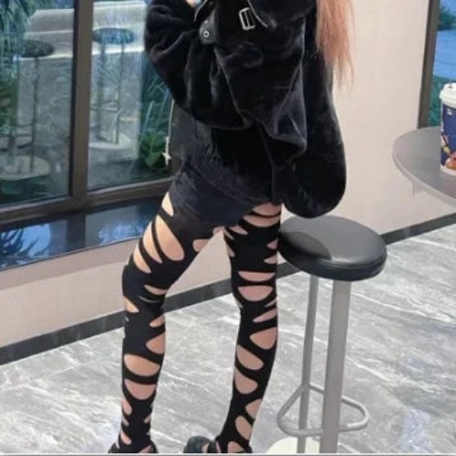 Ripped & Destroyed Pantyhose - Black 2 Leggings