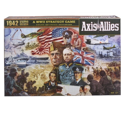 Hasbro Gaming Avalon Hill Axis & Allies 1942 Second Edition WWII Strategy Board Game, with Extra Large Gameboard, Ages 12 and Up, 2-5 Players , Brown - Board Game