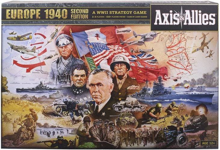 Hasbro Gaming Avalon Hill Axis & Allies Europe 1940 Second Edition WWII Strategy Board Game, with Extra Large Gameboard, Ages 12 and Up, 2-6 Players , Brown - Board Game