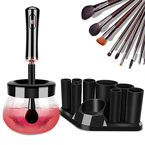 Makeup Brush Cleaner Dryer, Neeyer Super-Fast Electric Brush Cleaner Machine Automatic Brush Cleaner Spinner Makeup Brush Tools - Black