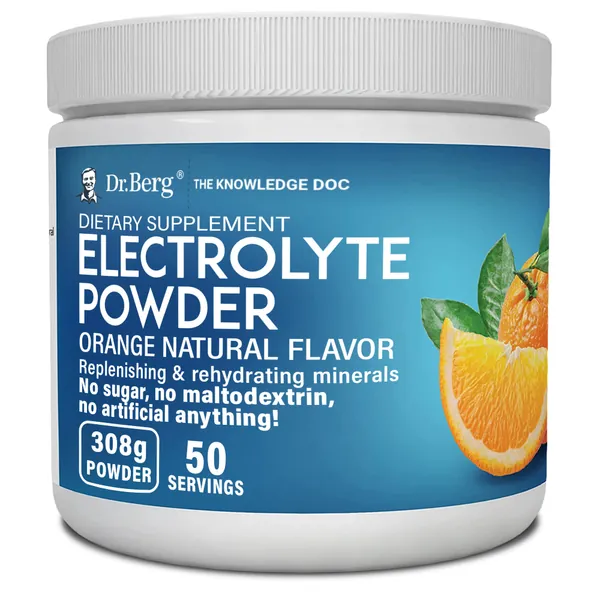 Dr. Berg's Original Keto Electrolytes Powder (50 Servings) - Zero Artificial Ingredients - Sugar Free Electrolyte Powder - No Maltodextrin - Hydration Powder - Orange