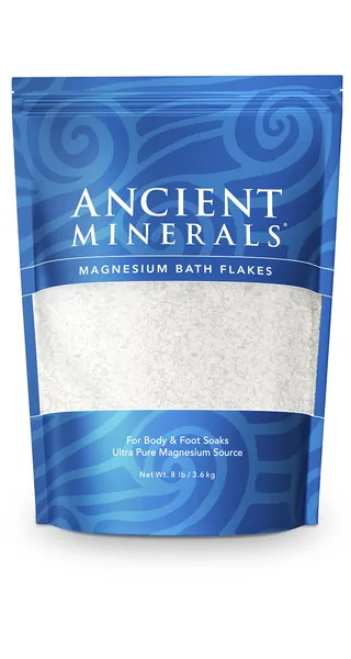 Ancient Minerals Magnesium Bath Flakes - Bathing Alternative to Epsom Salt - Soak in Natural Salts - High-Absorption Efficiency for Relaxation, Wellness & Muscle Relief - 8 lbs - 8 Pound (Pack of 1)