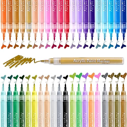 Ohuhu 40 Colors Acrylic Paint Pens: Acrylic Paint Markers for Easter Eggs Rock Painting DIY Water-Based Paint Markers for Stone Wood Glass Ceramic Fabric Canvas Plastic Metal