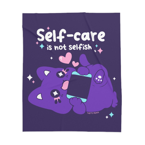 Self-care is not Selfish Sherpa Blanket - 50" × 60"