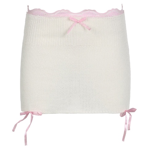 Pink Lace Bandage Mini Skirt - Beige / S