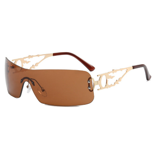 Rimless Cutout Sunglasses | Brown / M