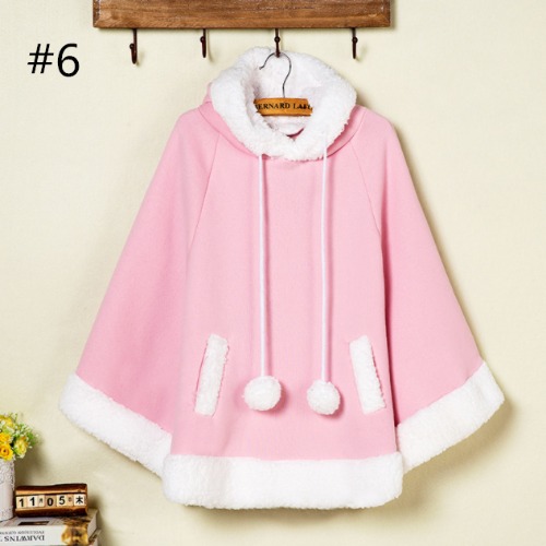 Kawaii Hooded Fleece Cloak Coat SE8843 | Pink
