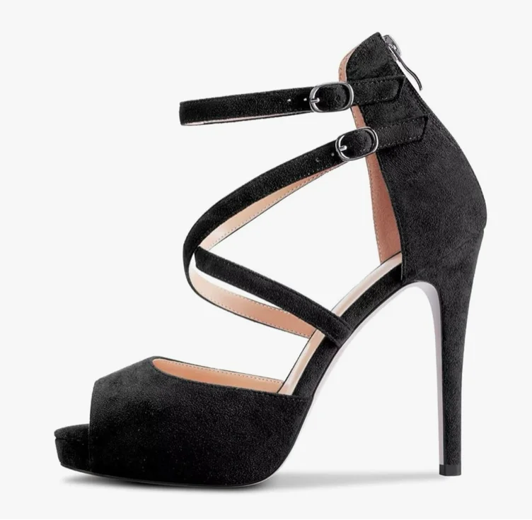 Castamere Femmes Aiguille Haut High Talon Heel Ouvert Bout Sandales Lanières Croisées Two-Piece Boucle Mariage Bureau Party Sexy Chaussures - 35 EU - Beige