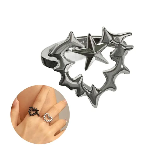 1PC Opening Finger Rings Thorn Adjustable Finger Rings Heart Shaped Alloy Material Finger Jewelry Gift for Men Women Girls ESF | Wish